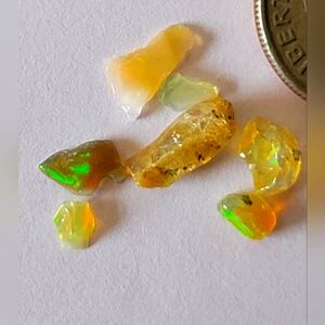 8pcs. Golden Ethiopian Fire Opal Rough Polished Gemstones Chips 3-6mm